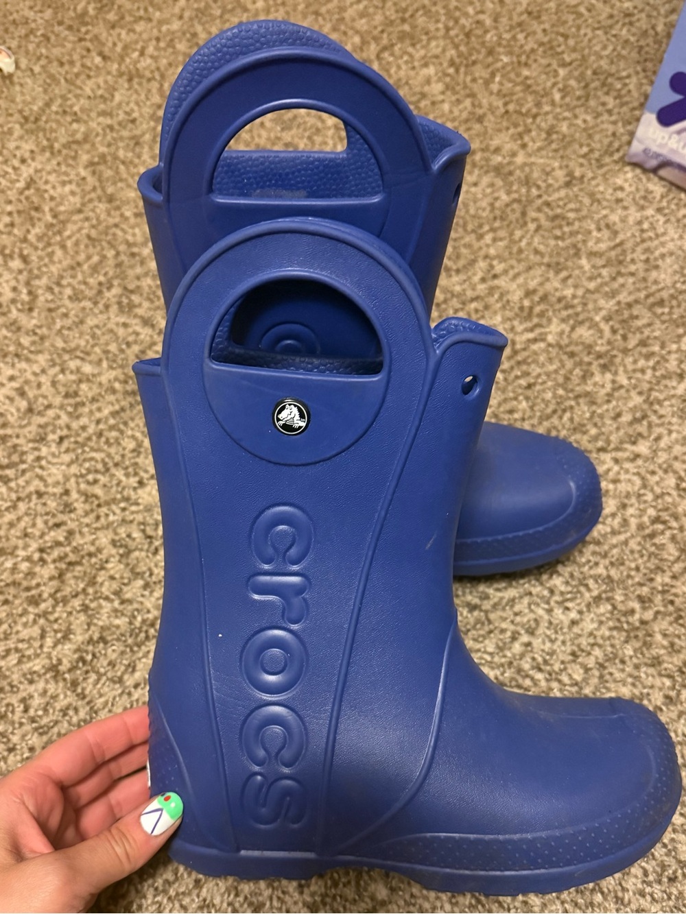 CROCS Kids Blue Waterproof Handle Rain Boots